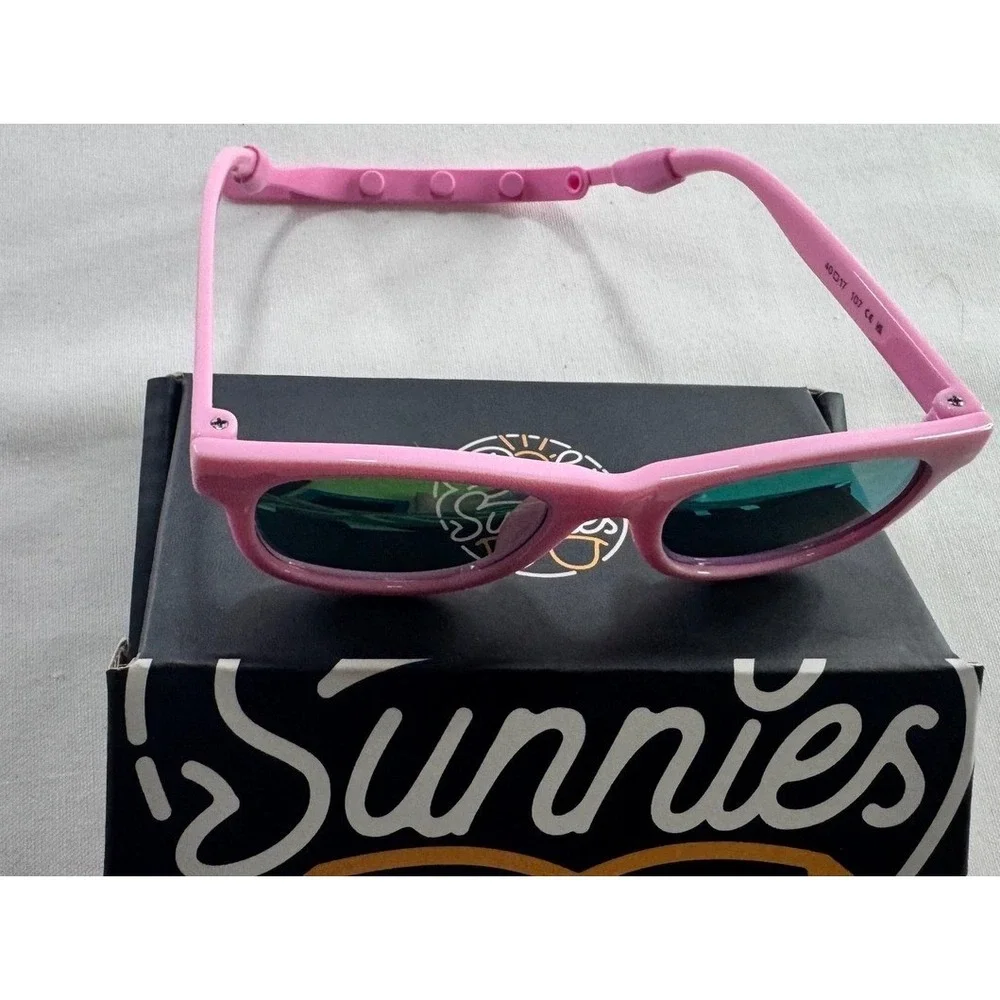 Baby Sunnies Kids Polarized Sunglasses Pink Wayfarer Style with Strap & Case Set
